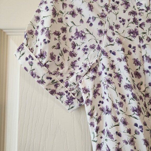 Allegra K Womens Floral Dress Short Sleeve Ruffle Hem Purple Flowers XS NWT - Picture 9 of 16